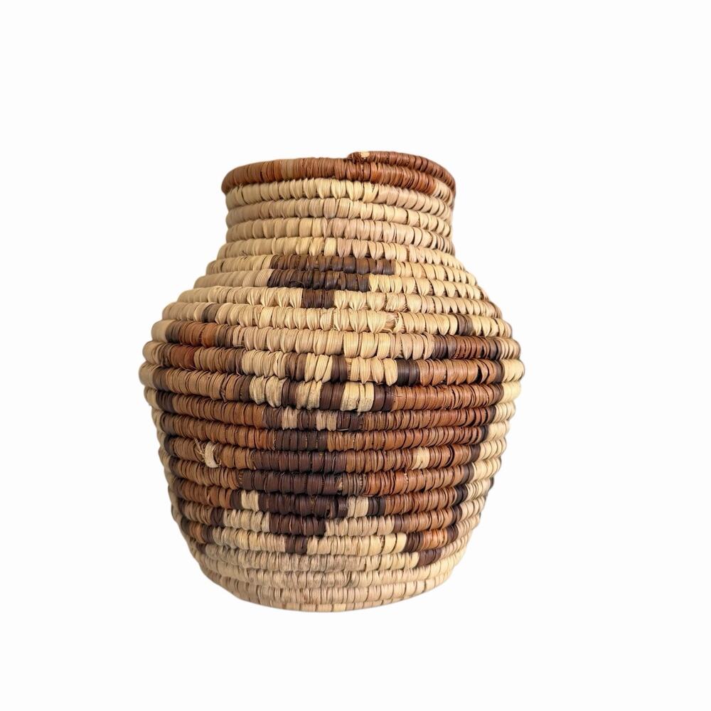 Vintage Basket Hand Woven Butterfly Pattern
